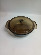 Anchor Hocking Brown Glass Ovenware Casserole Cooking Pot Pan With Lid