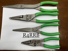 Snap-on Tools Usa New 4 Piece Green Soft Grip Needle Nose Mixed Plier Lot Set