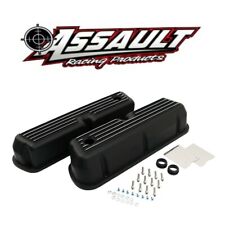 Sbf Ford 302 Retro Finned Black Polished Fins Aluminum Tall Valve Covers 351w