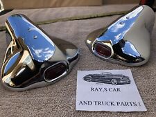 New Pair Of Chrome Vintage Style Exhaust Tips With A Red Jewel On Them 