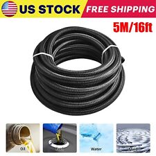 An6 6an 38 Fuel Line Hose Braided Nylon Stainless Steel Oil Gas Cpe 16ft Black