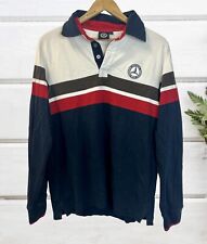 Mercedes Benz Mens Size L Rugby Polo Long Sleeve Shirt Vintage Colorblock Cotton