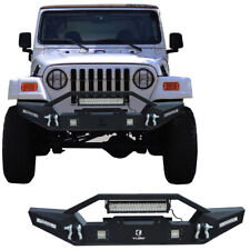 Front Bumper Compatible With 1997-2006 Jeep Wrangler Tj With Winch Plate