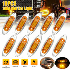 10pcs Marker Lights 4 3-led Truck Trailer Clearance Side Light Amber Waterproof
