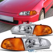 Fits 92-95 Honda Civic 23dr Clear Headlights Head Lamps Amber Corner Lamps Lr