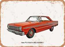 Classic Car Art - 1966 Plymouth Belvedere Ii Oil Painting - Rusty Metal Sign
