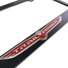 Matte Black Premium License Plate Frame For Jeep Trailhawk Red Letters Emblem