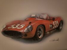 Ferrari Mille Miglia Winner 1957 11x14 Original Watercolor
