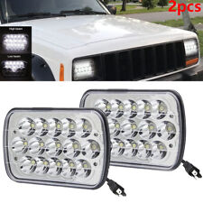 7x6 Led Headlights Hi-lo Fit Jeep 1987-1994 Wrangler Yj 1984-2001 Cherokee Xj