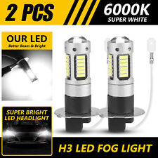 2x H3 100w Led Fog Driving Light Bulbs Conversion Kit Super Bright 6000k White