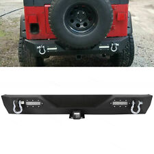 Rear Bumper 2 Led Lightshitch Receiver2 D-rings Fits 87-06 Jeep Wrangler Tj Yj