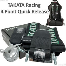 Takata Seat Belt Harness 4 Point Snap On 3 Cam Lock Universal Black Free Ship