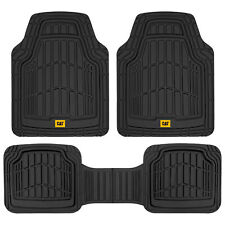 Cat 3pc Black Car Rubber Floor Mats For All Weather Protection Custom Fit