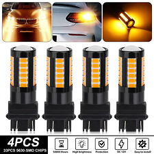 4pcs 3157 3156 Yellow Amber Led Drl Turn Signal Parking Light Bulbs 4157na 3457a