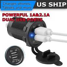 12v Car Cigarette Lighter Socket Dual 2.1a Usb Port Charger Power Outlet Led Usa