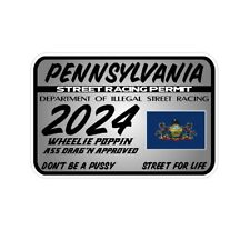 Pennsylvania Street Racing Permit Car Truck Window Sticker Drag Racing Stickers