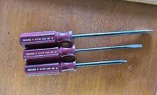 Sears Usa Slotted Philips 3 Piece Lot Screwdriver Burgundy Handles Wf Vtg