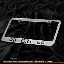 For Infiniti G35 Chrome Black Cast Zinc Metal License Plate Frame Logo Cap Cover