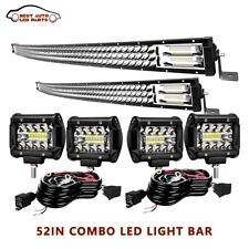 52 32 Curved Led Light Bar 3-row Wiring Kit For Jeep Cherokee Xj Upper Roof