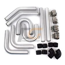Universal Aluminum 2.5 In. Intercooler Pipes Kit With Black Hose