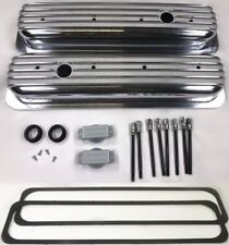 Finned Aluminum Tall Valve Covers Wcenter Bolt For 1987-97 Chevy 350 5.0l 5.7l