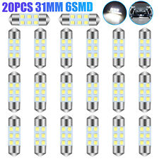 20pcs 31mm Led Car Interior License Plate Dome Map Light Bulbs 6000k Xenon White