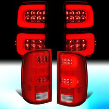 For 2007-2014 Gmc Sierra Pair Red Housing 3d Led Bar Tail Light Rear Brake Lamps