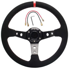 Steering Wheel 350mm Deep Dish 6 Bolt Suede Leather For Jdm Sport Racing