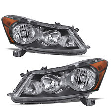 For 2008-2012 Honda Accord Sedan Black Headlights Amber Corner Headlamps Lhrh