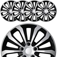 14 Set Of 4 Black Silver Wheel Covers Snap On Hub Caps Fit R14 Tire Steel Rim
