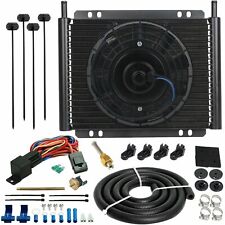 23 Row Transmission Oil Cooler Electric Fan Push-in Probe Thermo-stat Switch Kit