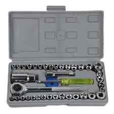 40-piece Ratchet Wrench Socket Tool Set Metricsae 14 38 Drive With Case