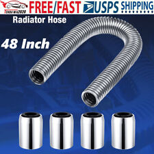 48 Stainless Steel Radiator Flexible Coolant Water Hose With Caps Kit Universal