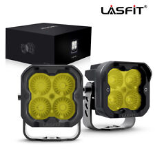 Lasfit 3 Yellow Led Work Light Bar Flood Pod Off Road For Tractor Truck 18w 2x