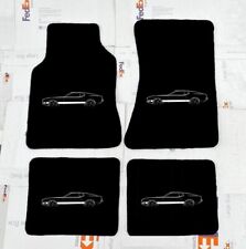 For Mustang Floor Mat Carpet Black 4pc Embroidery 1971-72-73 Mustang Silhouette