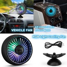 Portable Car Usb Cooling Fan With Rgb Led Light Adjustable Vehicle Air Cooler