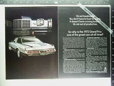 1972 Pontiac Grand Prix 2 Page Ad Grille Bumper Taillight Trunk Lid Trim Shots
