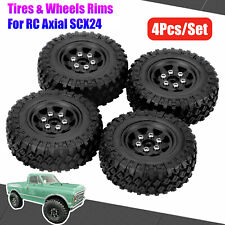 4pcs Beadlock Wheels Rims Rubber Tires For 124 Rc Car Crawler Axial Scx24 90081