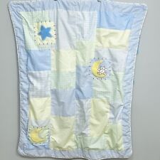 Baby Blanket Comforter Embroidered Moons Expectations Blue Martek Fleece  34x46
