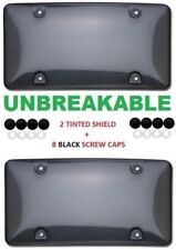 2 Unbreakable Tinted Smoke License Plate Tag Holder Frame Bumper Shield Cover
