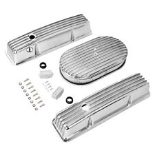 Aluminum Finned Tall Valve Cover15 Air Cleaner For 1958-86 Sbc Chevy 350 400