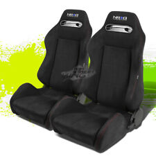 2 X Universal Light Weight Reclinable Type-r Black Suede Racing Seatssliders