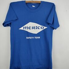 Vintage Merico Safety Team Shirt Medium Blue Single Stitch Screen Stars 80s