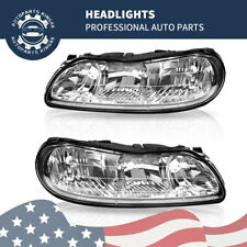Headlights Assembly For 1997-2003 Chevy Malibu Clear Lens Chrome Housing Lamps
