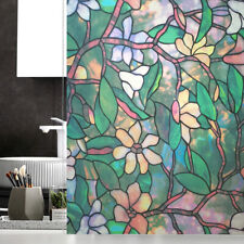 Flower Blossom Window Film Print Sticker Cling Stained Glass Decor Uv Block Diy