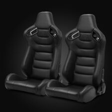 Universal Pairs Jdm Black Carbon Fiber Mixed Pvc Leather Racing Car Seats