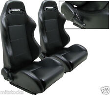 New 2 Black Leather Racing Seats Reclinable W Slider All Chevrolet 
