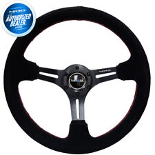 New Nrg Deep Dish Steering Wheel 350mm Black Suede W Red Stitching Rst-018s-rs