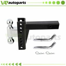 Dual Ball Mount Drop Adjustable Hitch Tow Truck Trailer Pin Receiver Heavy Duty