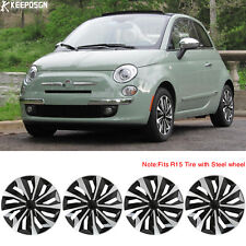 For Fiat 500 2007-2015 15 4pcs Hubcaps Wheel Cover Hub Caps Fits R15 Steel Rims